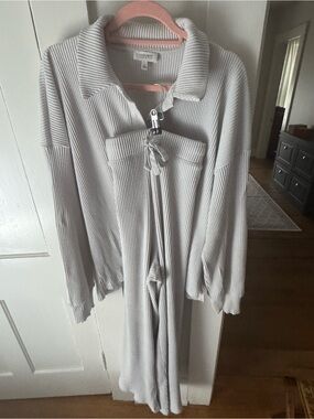 Haven Women's Ribbed Matching Lounge Set in Cream